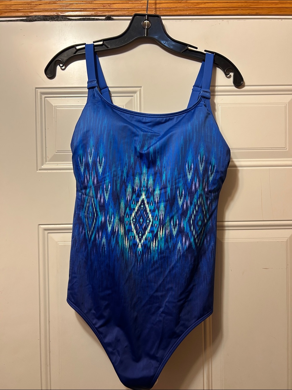 Amoena Blue One-Piece Swimsuit with Geometric Print 14